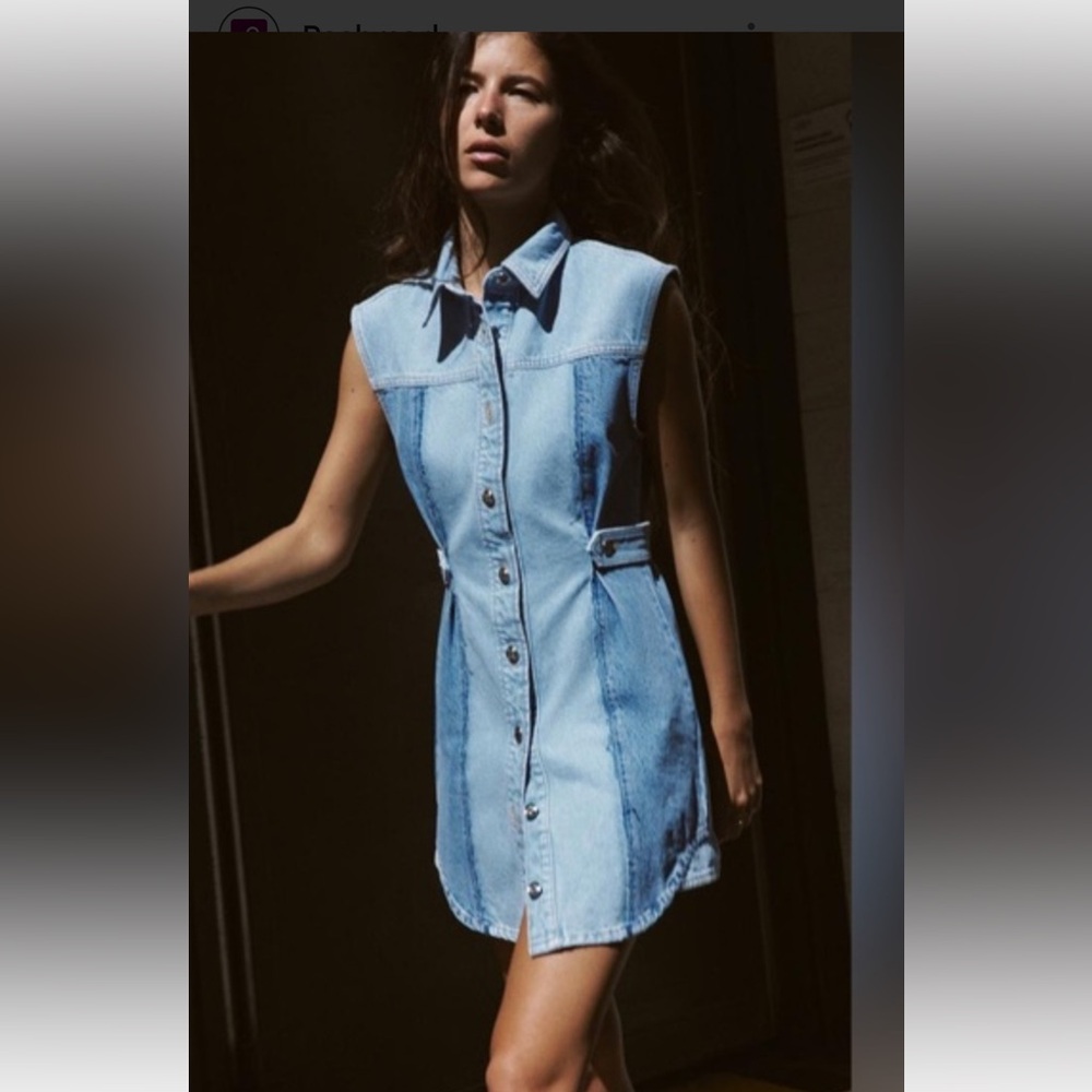Zara patchwork denim mini dress L